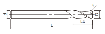 超微粒长柄圆鼻铣刀DRAJ2FLUTES-标兵传动网