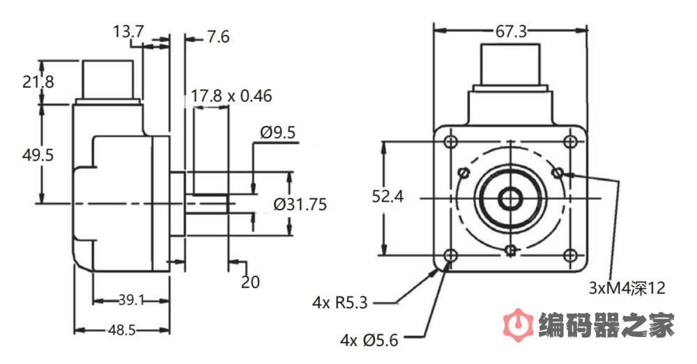 H25D-SS-5000-ABZC-28V/5-SM18，BEI方形增量编码器定制替代品-标兵传动网